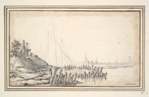 Een herberg bij een rivier