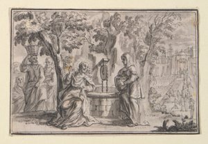 Christus en de Samaritaanse Vrouw (Johannes 4), een van vier scènes uit het Leven van Christus