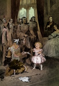 Infant Edward VII speelt met Ojibwe-hoofden