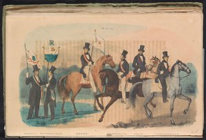 Kostumen en vaandels van de erewachten van Alkmaar, Monnickendam, Hoorn, Purmerend, Edam en Grootebroek, 1840-1842