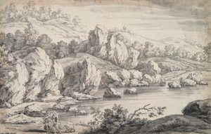 Landschap met Tobit en engel door Unknown