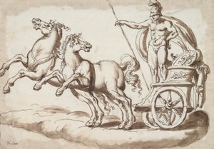 Mars in een Wagen Getrokken door Twee Paarden door Unknown