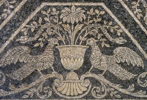 Mozaïek en wanddecoraties, Nymphaeum bij Villa Litta Visconti Borromeo Arese, Lainate, Lombardije, Italië