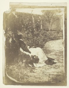 Mevrouw Craik Liggend in de Tuin met Hoed en Boek door Unknown