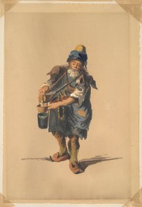 Boer giet vloeistof uit een veldfles om zijn nek
