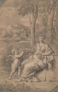 Portret van een vrouw als Flora door Unknown
