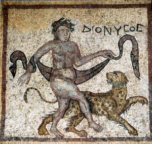 Romeins mozaïek, Dionysus met panter, ca. 4e eeuw