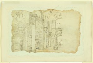 Ruïnes van de Thermen van Diocletianus (recto); Een ander zicht op hetzelfde onderwerp (verso) door Unknown
