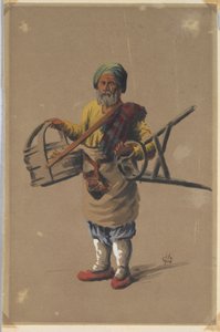 Russische (?) man met mand en kruk door Unknown