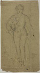 Staande vrouw met opgerold papier door Unknown
