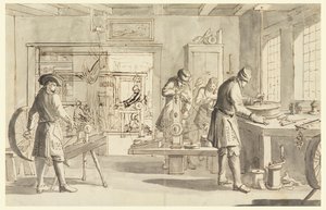 Het Interieur van een Textielfabriek door Unknown