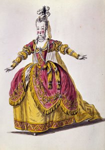 18e eeuws theaterkostuum, gravure van de 19e eeuw door Unknown artist