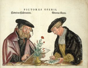 2 kunstenaars die het boek illustreerden, Albert Meyer en Veit Rudolph Speckle, 