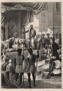 Een reis (1792-1795) naar Egypte en het Nabije Oosten door William George Browne (1768-1813): Browne ontmoet de Sultan van Darfur Ald el Raschman (Abd-er-Rahman, bekend als El-Rachid of de Rechtvaardige), in El Fasher (Al-Fashir, Soedan) in 1793 - illustra door Unknown artist