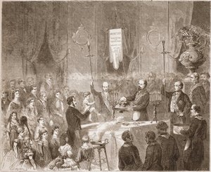 Een Maconnic Doop in de loge van de Fraternelle Amitive in 1861