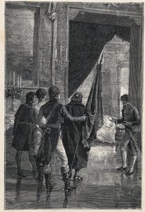 Een deputatie van Carbonari, de nationalistische geheime samenleving, wordt gepresenteerd aan Ferdinand I van de Twee Siciliën 1820 door Unknown artist