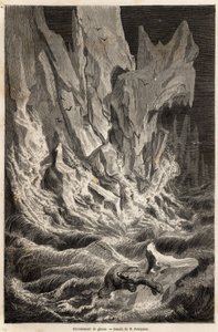 Een ijsbeer drijft op een ijsberg door Unknown artist