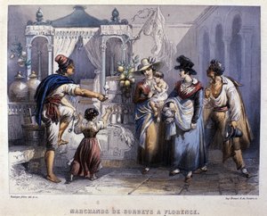 Een sorbetverkoper in Florence. Lithografie rond 1820 door Unknown artist