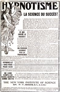 Reclame voor een boek over hypnose - in 