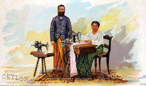 Reclame voor naaimachines van Singer, Ceylon (het huidige Sri Lanka). 1892