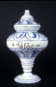 Albarelle: 16e-eeuwse apotheekvaas met Aloë. Museum voor Wetenschap en Technologie, Milaan. door Unknown artist
