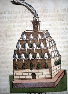 Alchemie: de Athanor Oven uit een boek door Pietro Andrea Mattioli. Frankfurt door Unknown artist