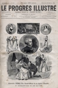 Alexandre Dumas Jr. - Groot Officier van het Legioen van Eer en enkele van zijn werken - gravure in 