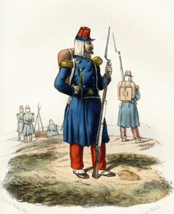 Algerije, lichte infanterie van het Franse leger van Afrika tijdens de expeditie van 1830. In 