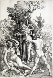 Allegorische figuur van jaloezie (gravure 16e eeuw)