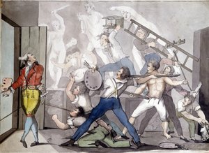 Allegorie van de schilder. 19e-eeuwse gravure.