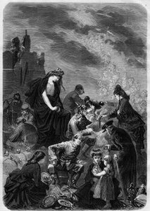 Allegorie: de patriottische inschrijving voor de ontwikkeling van het Franse grondgebied (Elzas en Lotharingen) onder de bezetting van Pruisen. Gravure in 
