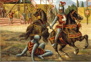 Amadeus VII van Savoye (1360 -1391) genaamd De Rode Graaf tijdens een toernooi