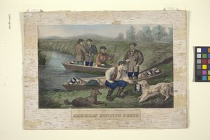 Amerikaans jachtscène door Unknown artist