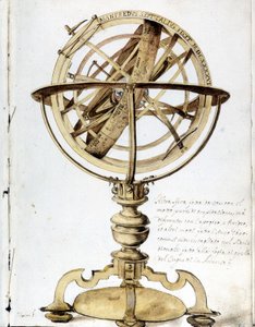 Een armillairsfeer. 17e-eeuwse gravure.