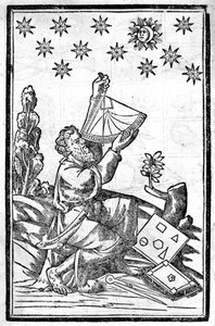 Een astroloog meet de hoogte met zijn sextant tijdens een zonsverduistering. door Unknown artist