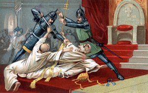 Bombardement van Anagni. Nuttige hulp van Willem van Nogaret, gestuurd door de koning van Frankrijk Filips IV de Schone; op 8 september 1303 stopte hij paus Bonifatius VIII in Anagni (Benedetto Caetani genaamd Bonifatius VIII)