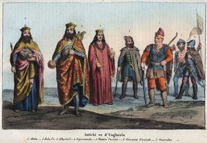 Oude koning van Hongarije - Attila - Bela I de Kampioen - Albert I van Duitsland door Unknown artist