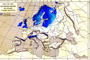 Oude gletsjers van Europa, Kwartair gebied (gravure door Unknown Artist