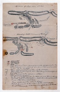 Aantekeningen schetskaart van de Slag bij Boomplaats, 29 augustus 1848 door Unknown artist