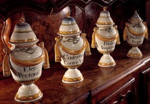 Apothekerspotten in faience. 17e eeuw Macon, Hotel Dieu door Unknown artist