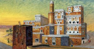 Arabische architectuur: "view of a house typical of the town of Sana