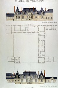 Architectuur van het Kasteel van Villesavin, Tou en Sologne, Loir et Cher (41) door Unknown artist