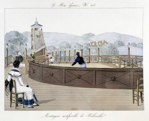 Kunstmatige berg van Belleville: achtbaan - in "Le Bon genre" begin 19e eeuw