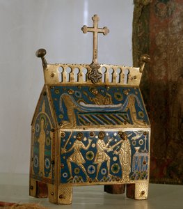 Relikwie in email, goud en koper van Sint Thomas Becket (1118-1170), aartsbisschop van Canterbury