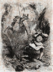 Astolphe laat Caligorant vluchten - gravure uit 1851 van 