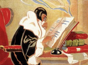 Astroloog: Nostradamus bestudeert een boek door Unknown artist