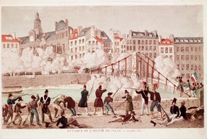 Aanval op het stadhuis van Parijs en de slag bij de brug van Arcola, 28 juli 1830 door Unknown artist