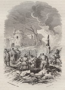 Boudewijn V, graaf van Vlaanderen (1012-1067) herstelt de orde in zijn staten - Gravure uit 1868 in 