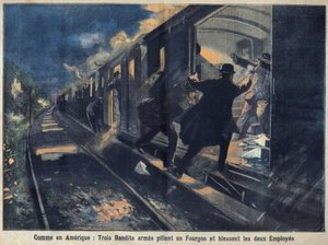 Bandieten vallen een trein aan, Frankrijk door Unknown Artist