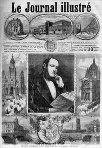 Baron Georges Eugene Haussmann, prefect van de Seine in 1868 - omslag van het Illustrous Journal van 1868